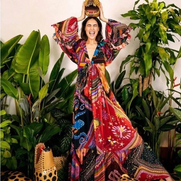 FARM Rio Vibrant Red and Blue Maxi Dress - Picture 3 of 16